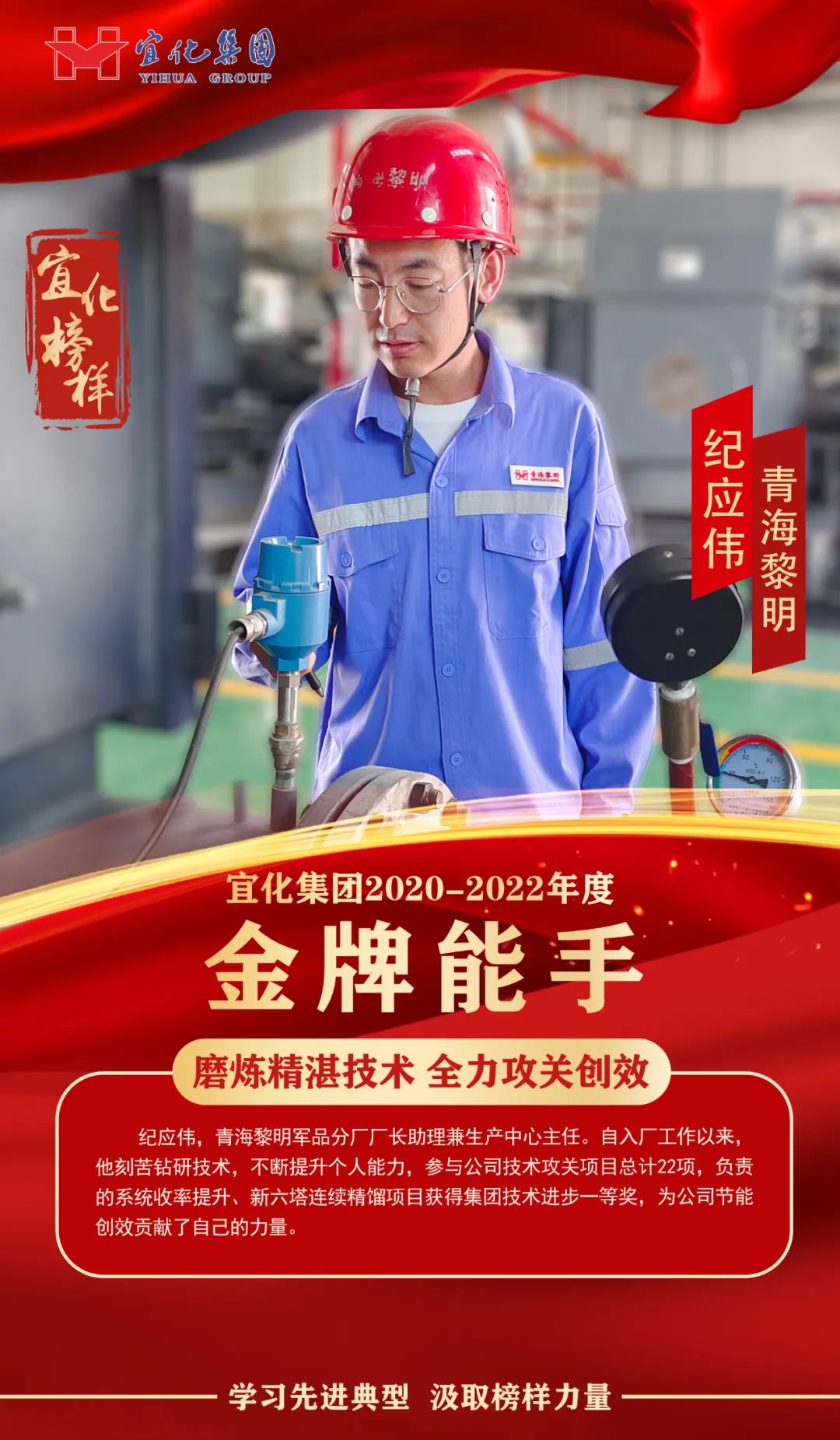 【宜化榜樣】金牌能手紀應偉：磨煉精湛技術，全力攻關創(chuàng)效